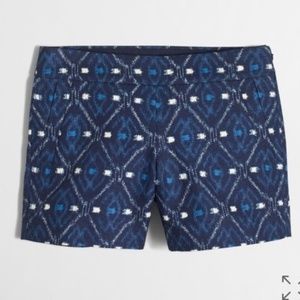 J.Crew Blue Diamond Basketweave Ikat Print Shorts NWOT Sz 2
